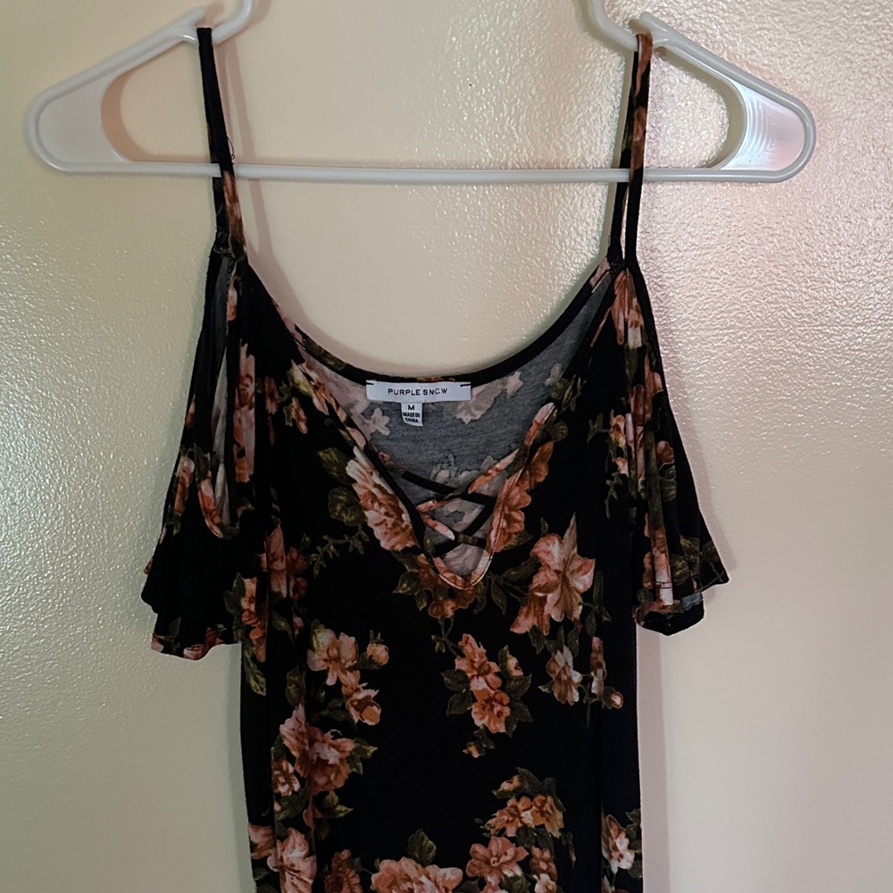 Purple Snow Black Floral Camisole
